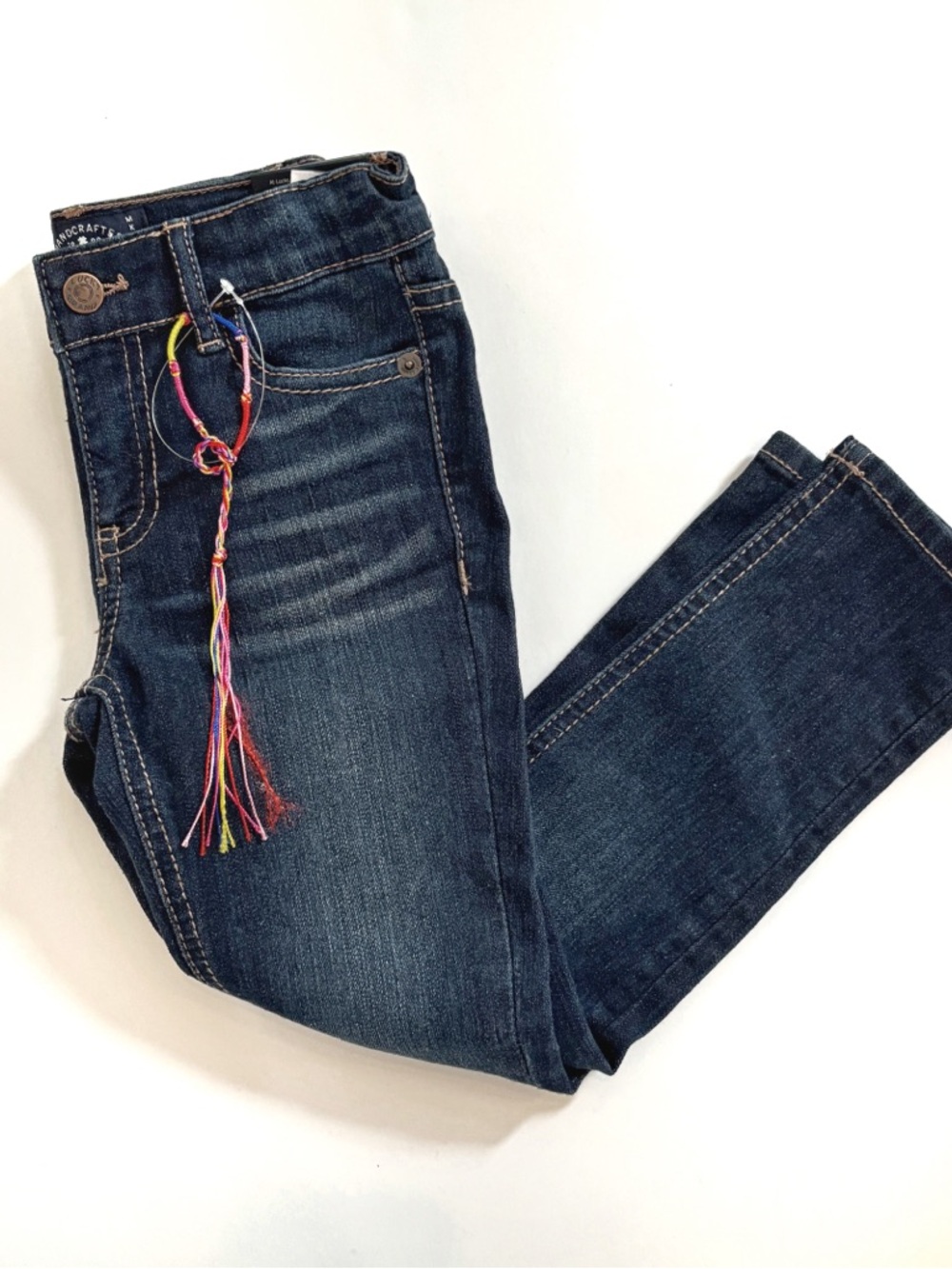 Lucky Brand Dark Blue Kids Jeans with Multicolor Tassel